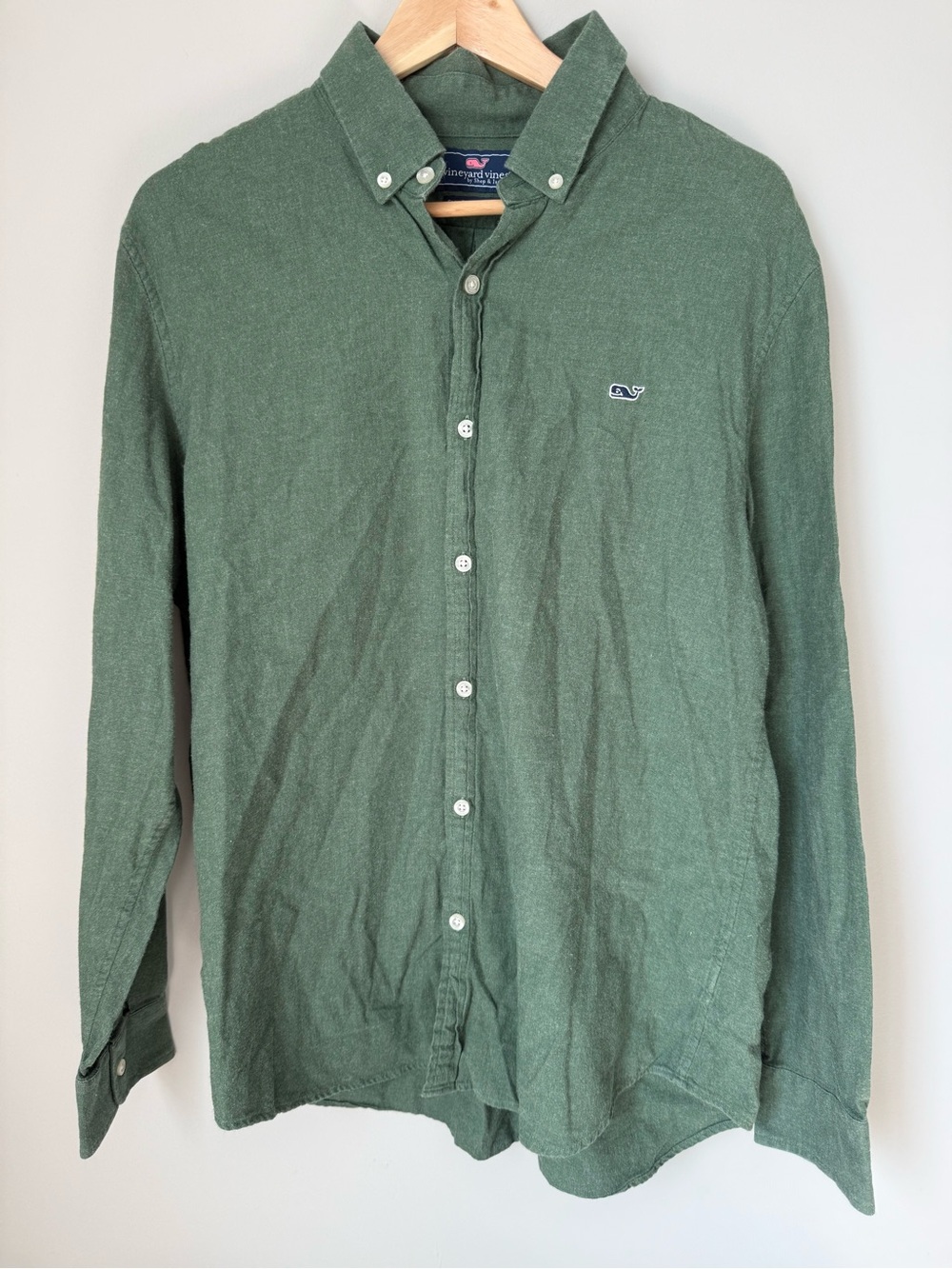 Vineyard Vines Men's Green Flannel Slim Fit Button-Down Shirt